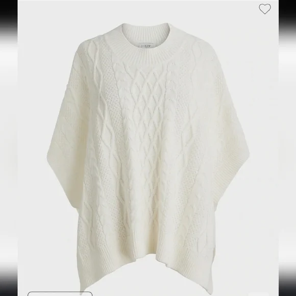J.‎ Crew Cream Cable Knit Poncho Sweater - Picture 3 of 6